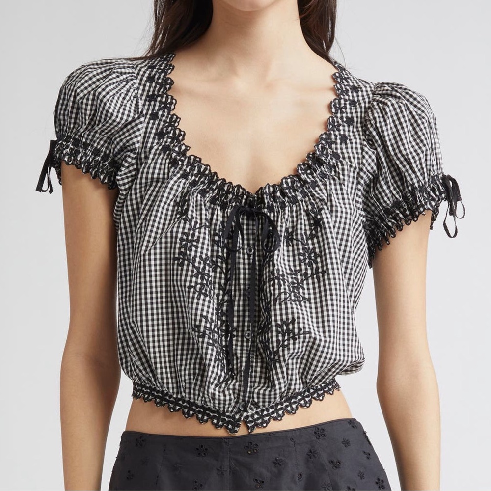 Doen Nera Top La Maddalena Black and White Gingham Blouse New size Medium